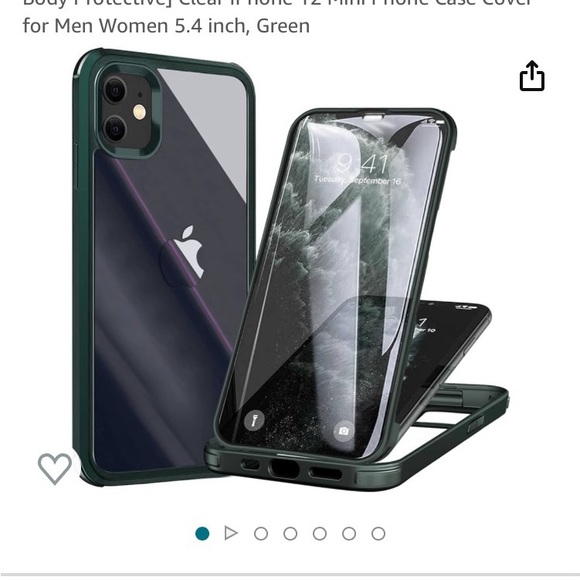 iPhone 12 mini case with built in hard tempered glass Green - Picture 7 of 12